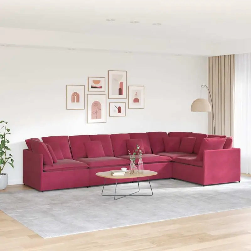 Modulaire bank voor dagelijks gebruik met elegante looks en perfecte totale afmetingen - Wijnrood - Banken