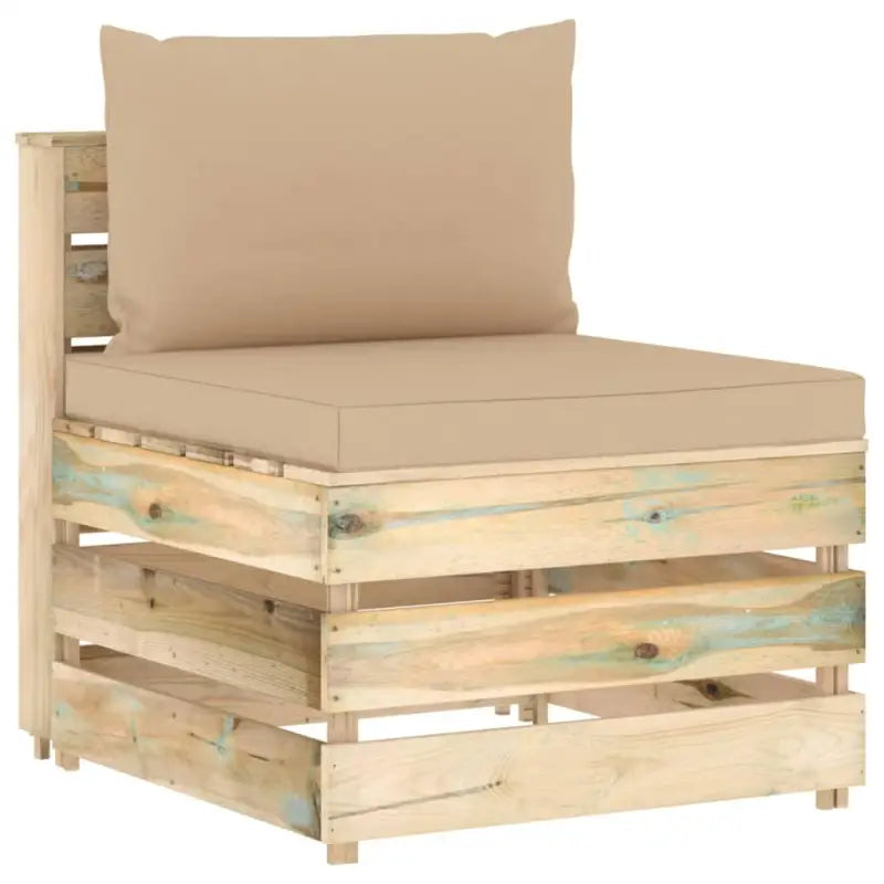 Modulaire houten tuinbank voor ontspannen en samen genieten - Beige en bruin / 1 / Middenbank - Modulaire tuinbanken