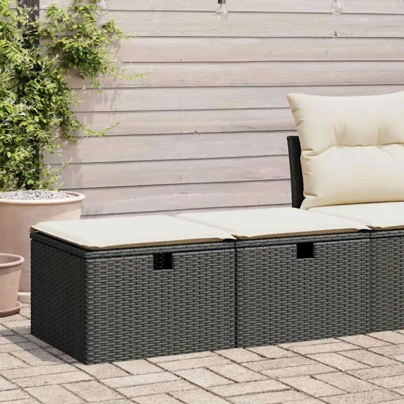 Modulaire poly rattan loungeset met waterdichte tas voor elk terras - Zwart en crème - Tuinsets