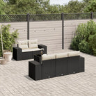 Modulaire tuinbank met beige materiaal en gepoedercoat staal afmetingen voor terras en tuin - Zwart en crème / 1
