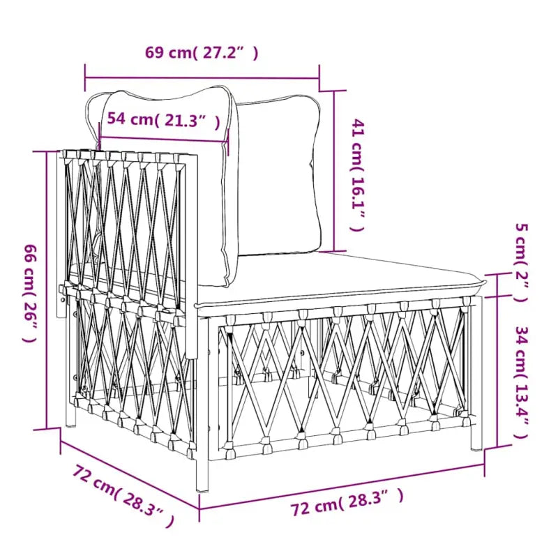 Modulaire tuinbank met geweven stof en afmetingen rugkussen - Modulaire tuinbanken