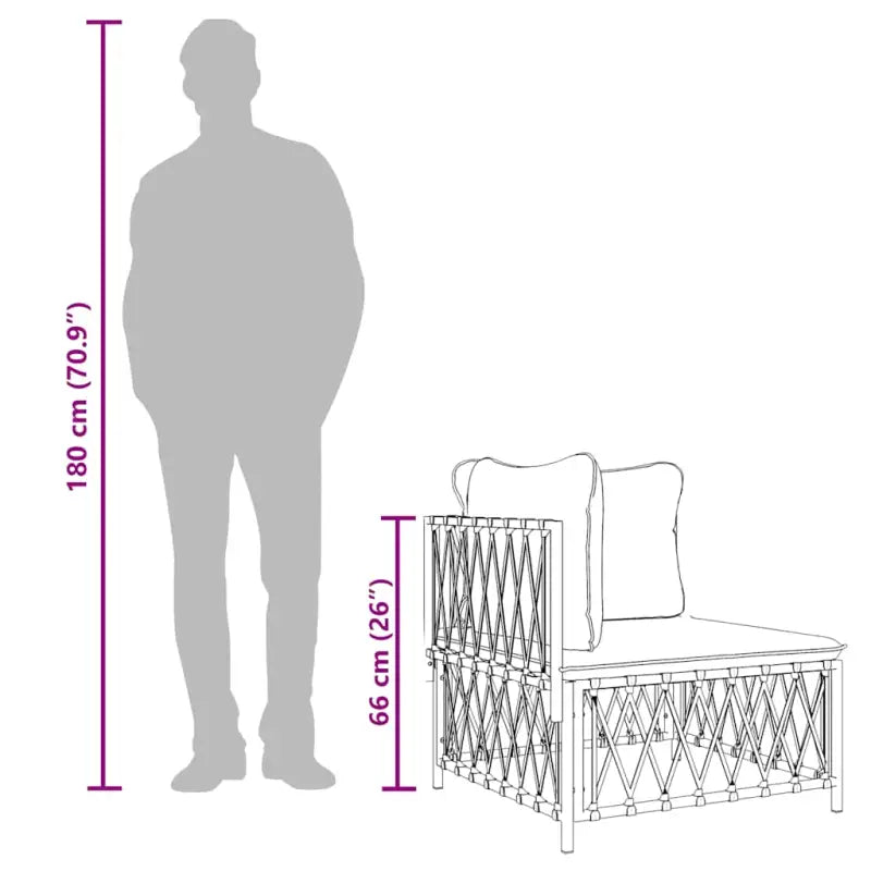 Modulaire tuinbank met geweven stof en afmetingen rugkussen - Modulaire tuinbanken