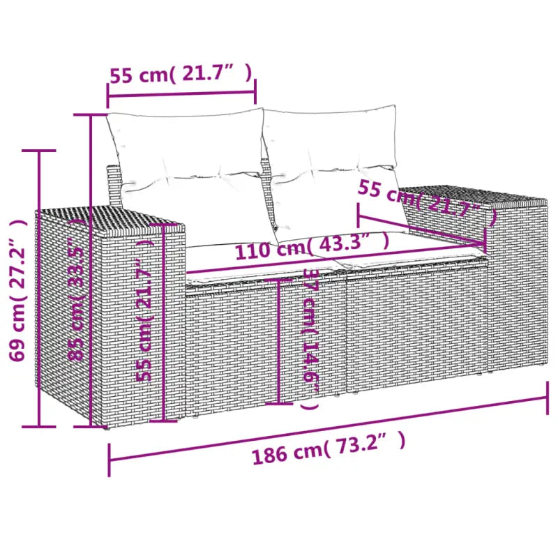 Modulaire tuinbank met poly rattan en comfortabele zitervaring - Modulaire tuinbanken