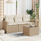 Modulaire tuinbank met waterdichte tas en poly rattan voor buitenplezier - beige en crèmekleurig / 1 / Met tafel