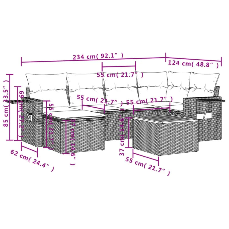 Modulaire tuinbank met zwart materiaal en gepoedercoat staal afmetingen - Modulaire tuinbanken