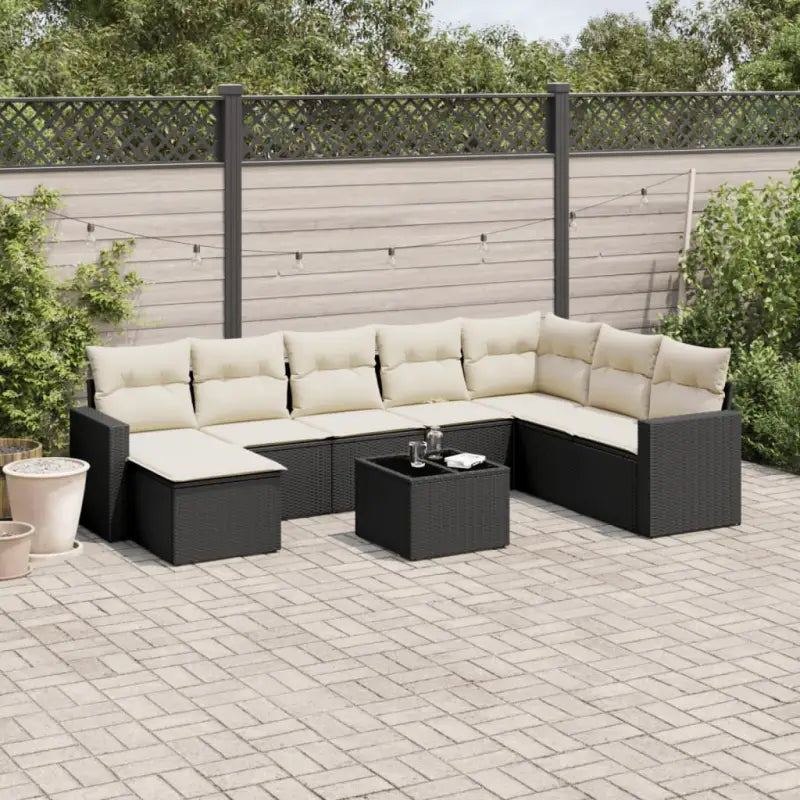 Modulaire tuinbank set met waterdichte tas en beige gepoedercoat staal - Zwart en crème / 1 / Met tafel - Modulaire