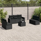 Modulaire tuinbank van gepoedercoat staal met poly rattan en waterdichte tas - Zwart / 1 / Met tafel - Modulaire