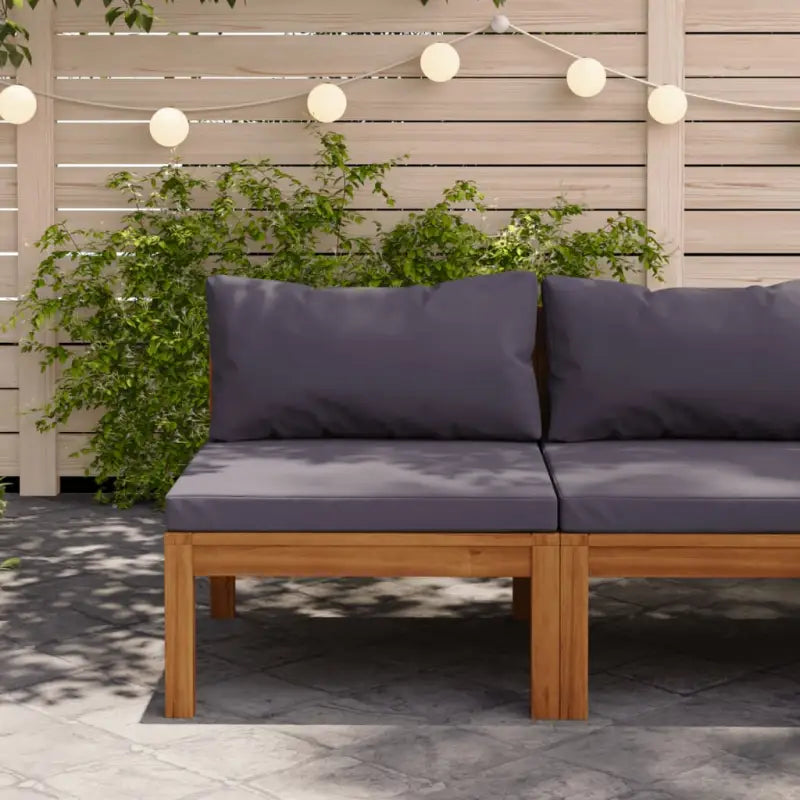 Modulaire tuinbank van massief acaciahout voor buitengebruik - Donkergrijs / 1 / Middenbank - Modulaire tuinbanken