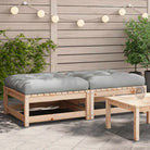 Modulaire tuinbank van massief douglashout met kussens voor je tuin - Naturel en grijs / 1 / footstool (3 pcs)
