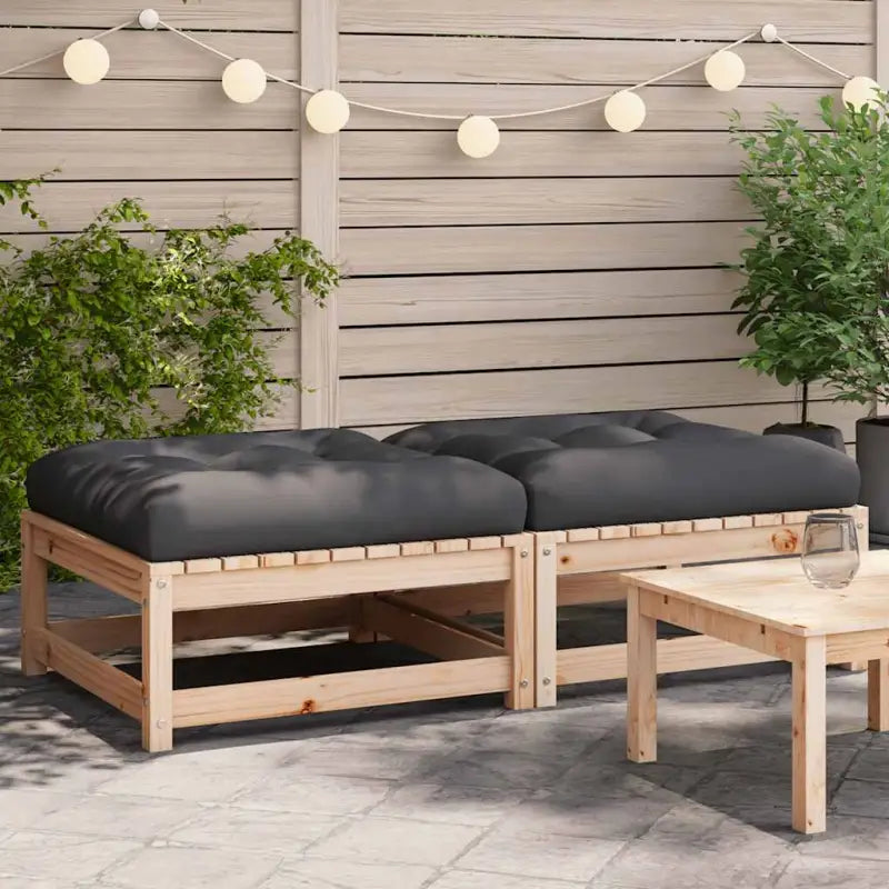 Modulaire tuinbank van massief douglashout met kussens voor je tuin - Naturel en antraciet / 1 / footstool (2 pcs)