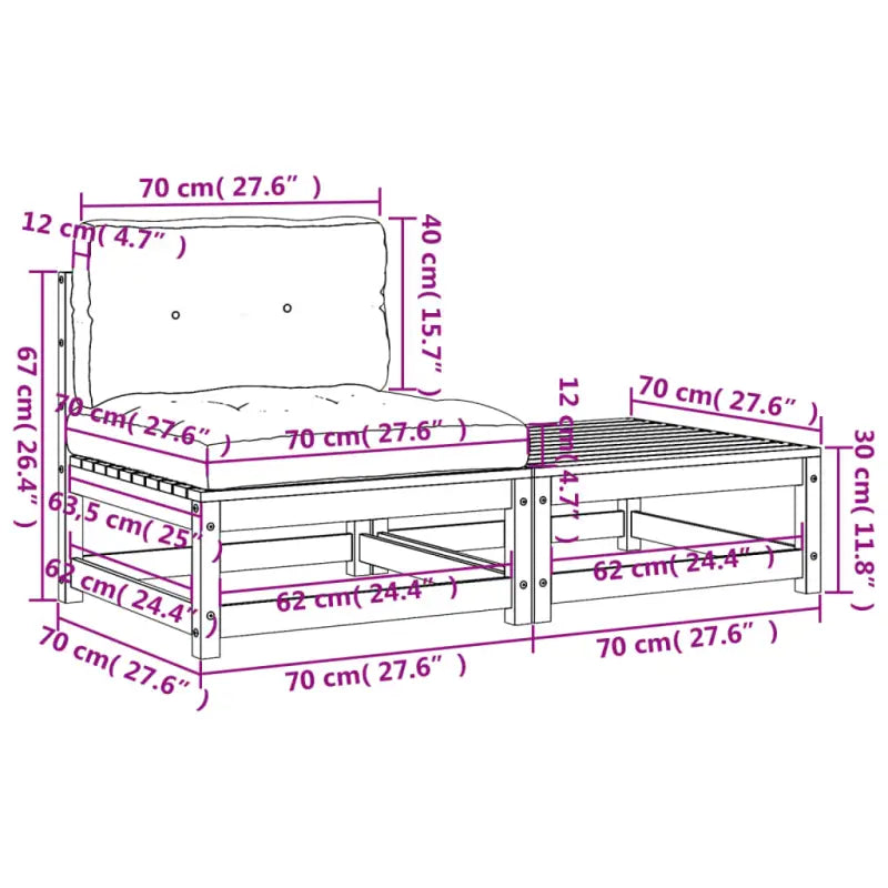 Modulaire tuinbank van massief douglashout met kussens voor terras - Modulaire tuinbanken