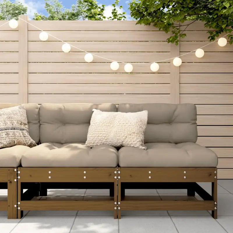 Modulaire tuinbank van massief douglashout voor terras en patio - Bruin grenenhout / 1 / Loveseat zonder armleuningen