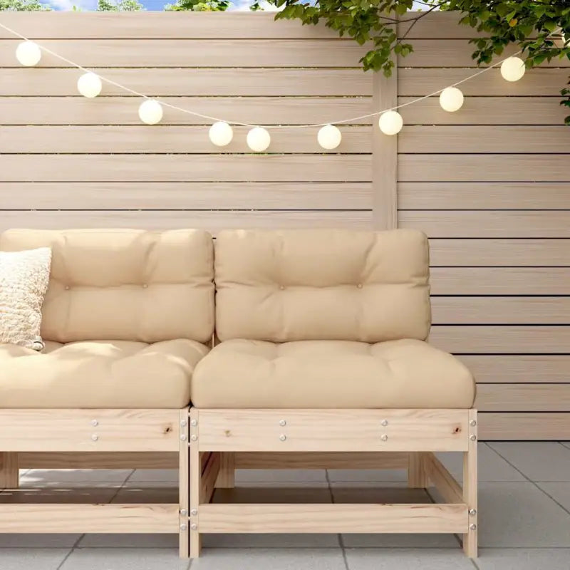 Modulaire tuinbank van massief grenenhout met zachte kussens - Natuurlijk grenenhout / 1 / Middenbank - Modulaire