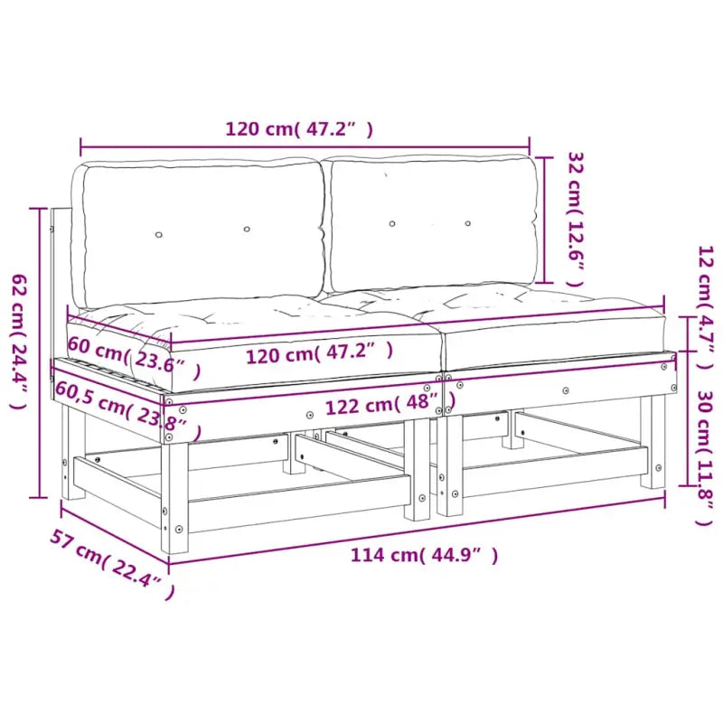 Modulaire tuinbank van massief grenenhout met zachte kussens - Modulaire tuinbanken