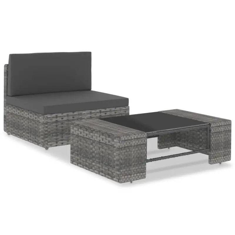 Modulaire tuinbank van poly rattan voor alle seizoenen - Grijs / 1 / Middenbank + salontafel - Modulaire tuinbanken