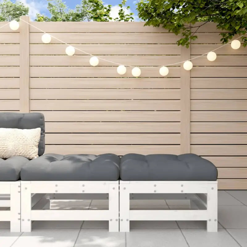 Modulaire tuinbanken van massief grenenhout met zachte kussens - Wit grenenhout / 1 / 2x voetensteun - Modulaire