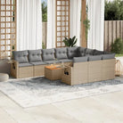 Modulaire tuinbanken van zwart gepoedercoat staal voor terras en tuin - Beige en grijs / 1 / Tafel + 6x midden + 2x
