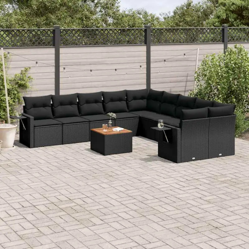 Modulaire tuinbanken van zwart gepoedercoat staal voor terras en tuin - Zwart / 1 / Tafel + 2x hoek + 6x midden