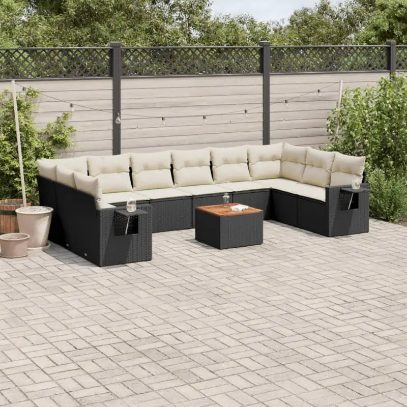 Modulaire tuinbanken van zwart gepoedercoat staal voor terras en tuin - Zwart en crème / 1 / 2x corner + table + 6x