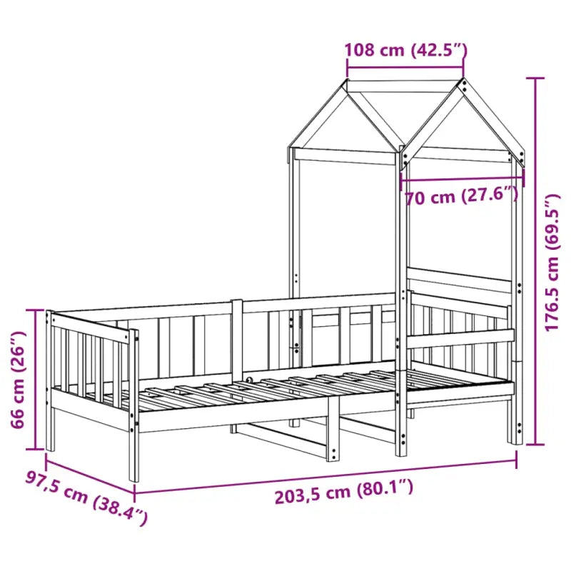 Multifunctioneel bed en bank in massief Grenenhout met open zijdeur - Bedden & bedframes