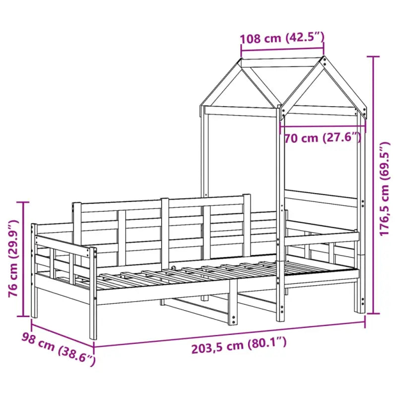 Multifunctioneel bedframe van massief grenenhout met open zijdeur - Bedden & bedframes