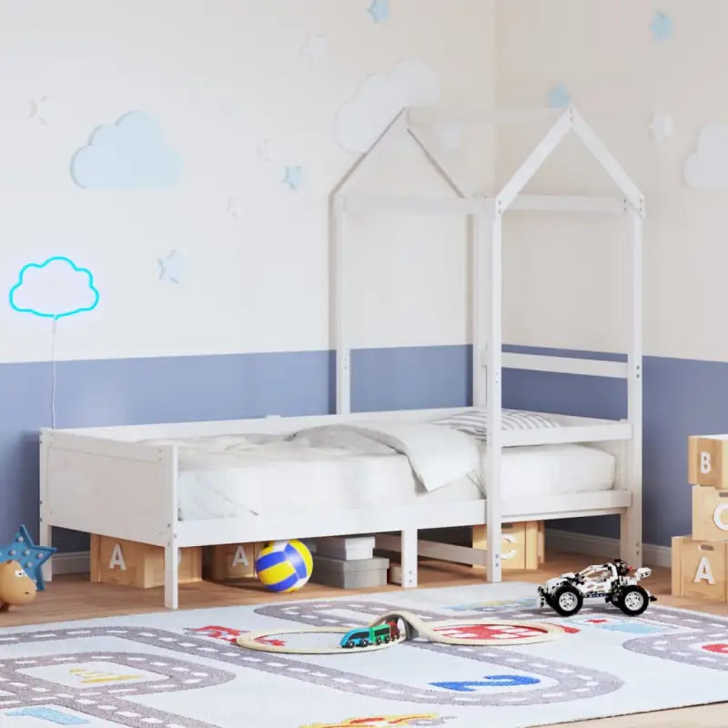 Multifunctioneel slaapbank van massief grenenhout in wit materiaal - Wit / 90 x 190 cm - Bedden & bedframes