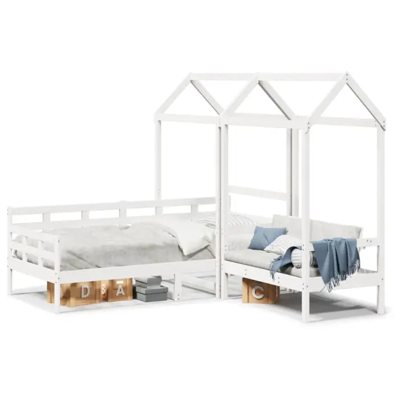 Multifunctioneel witte bank en bed van massief grenenhout - Bedden & bedframes