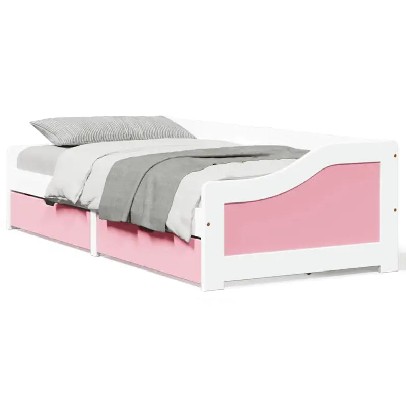 Multifunctionele slaapbank van massief grenenhout voor slaap en lounge - Wit en roze - Bedden & bedframes