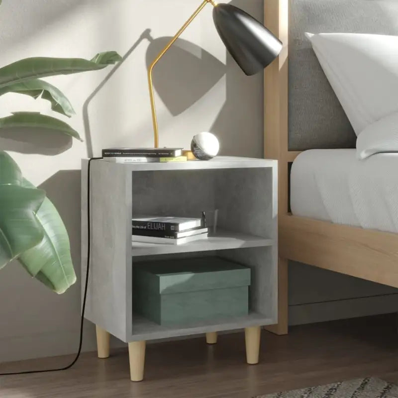 Nachtkastje met houten poten in Scandinavische stijl - Betongrijs / 1 - Nachtkastjes