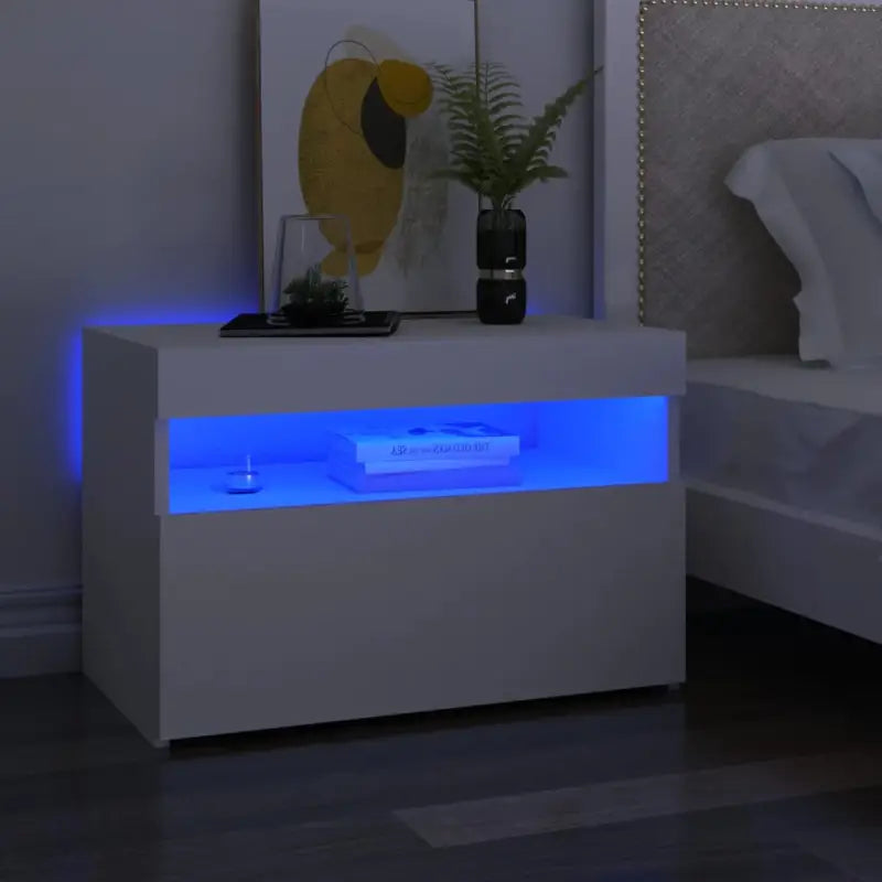 Nachtkastje met RGB LED-verlichting Hoogglans Wit voor modern interieur - Wit / 2 - Nachtkastjes