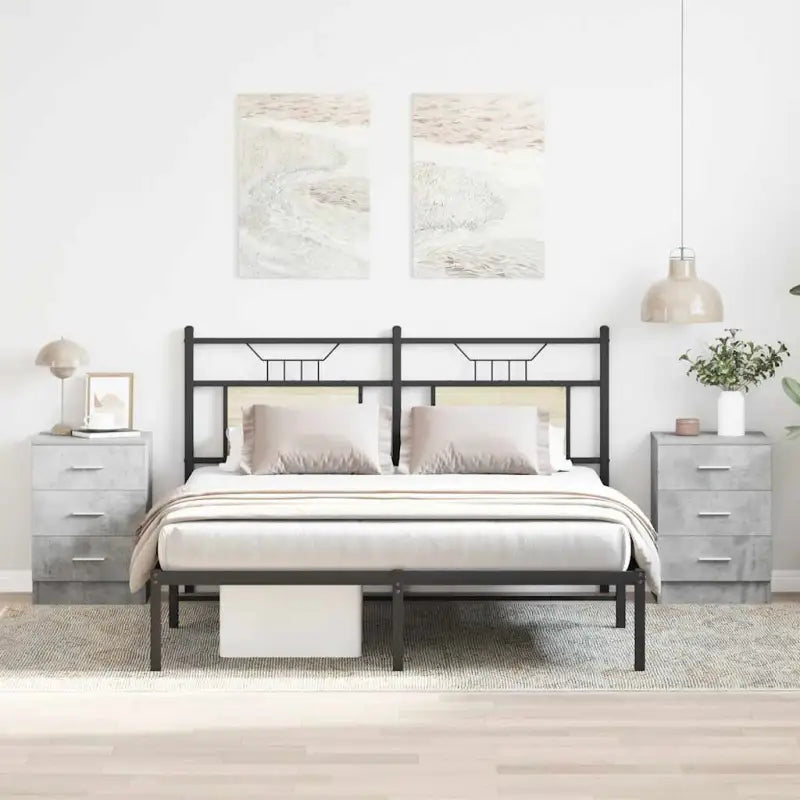 Nachtkastje van bewerkt hout met levering bevat voor een klassieke uitstraling - Betongrijs / 2 - Nachtkastjes