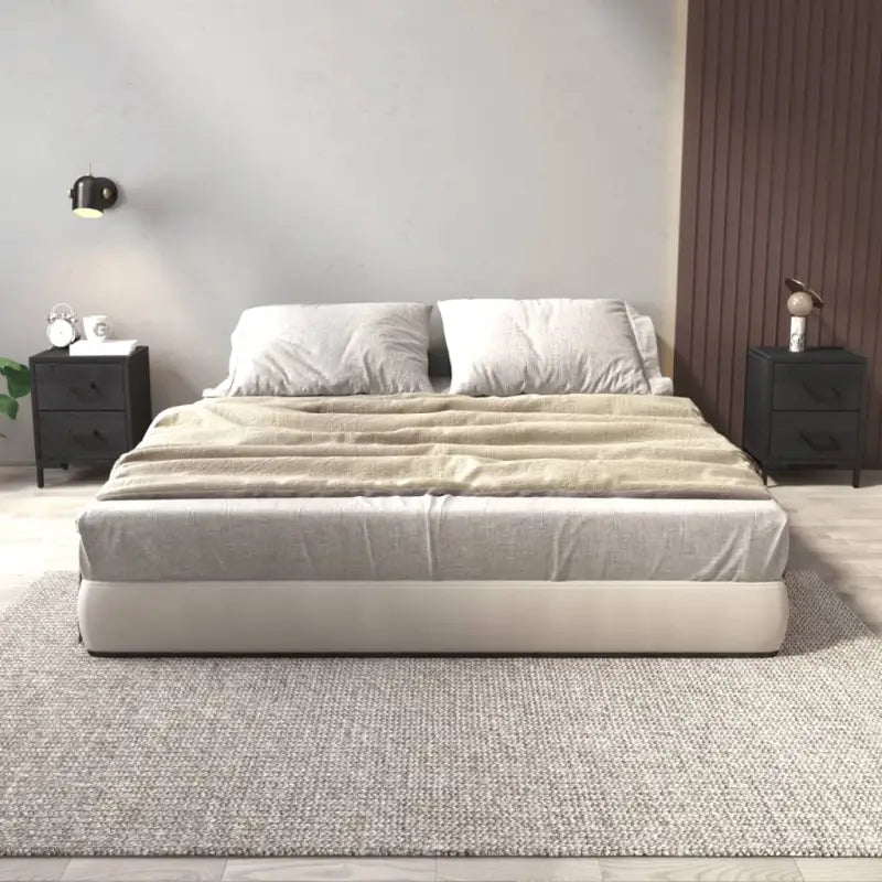 Nachtkastje van massief grenenhout met metalen poten in vintage stijl - Zwart / 36 x 30 x 45 cm / 2 - Nachtkastjes