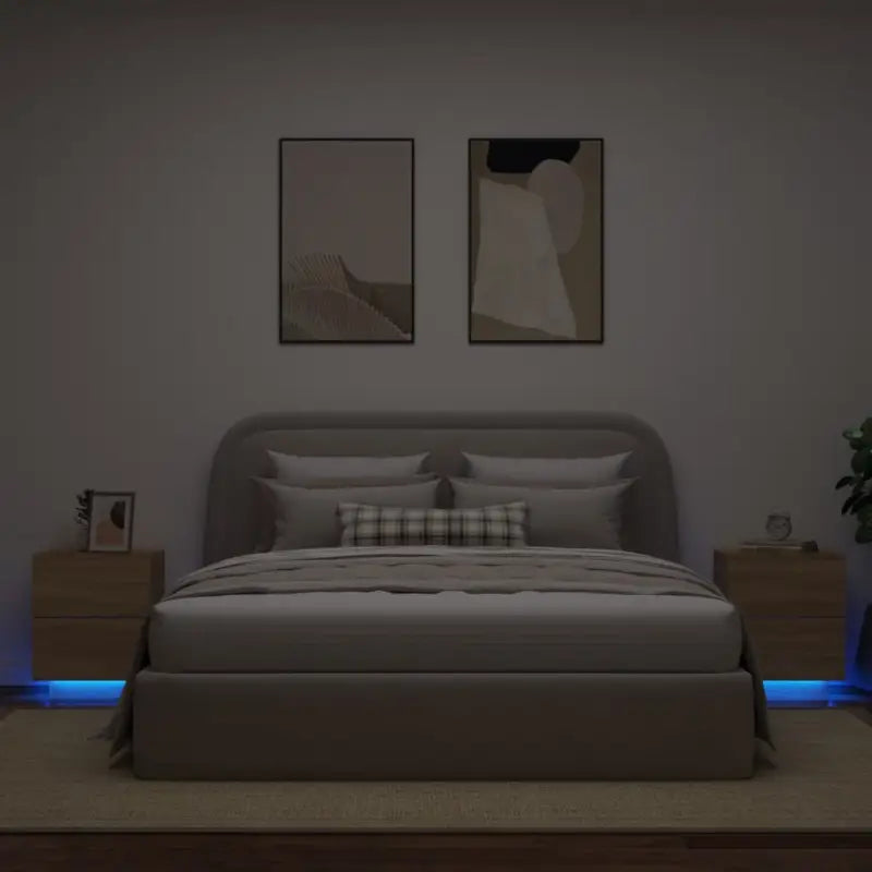 Nachtkastjes met rgb led-verlichting en duurzaam bewerkt hout - Sonoma eiken / 2 - Nachtkastjes