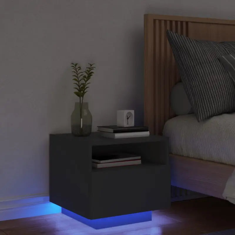 Nachtkastjes met rgb led-verlichting en duurzaam bewerkt hout - Zwart / 1 - Nachtkastjes