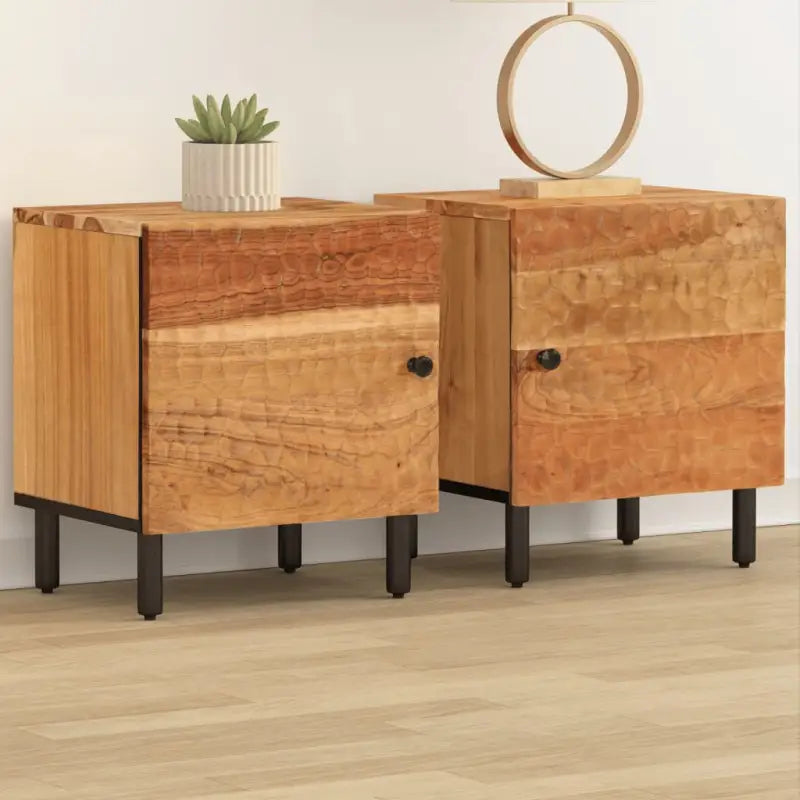 Nachtkastjes van massief mangohout met elegant design - Naturel / 2 / Massief acaciahout - Nachtkastjes