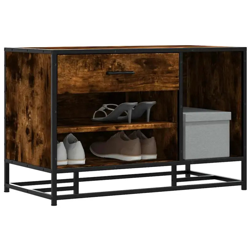 Opberg- en halbankje van gerookt eiken bewerkt hout - Opberg- & halbankjes