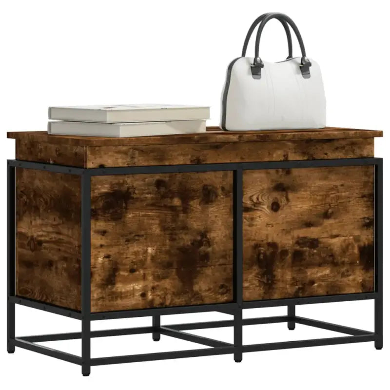 Opbergdozen van bewerkt hout in grijs Sonoma voor stijlvolle opbergruimte - Gerookt eiken / 80 x 40 x 51.5 cm / 1