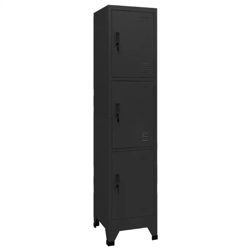Opbergkast met afsluitbare deur voor kantoor of ruimte decoratie - Zwart / 1 / Met 3 lockers - Opbergkasten &