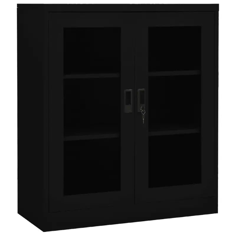 Opbergkast met verstelbare schappen en gehard glas voor documentenstorage - Zwart / 90 x 40 x 105 cm / 1 - Opbergkasten