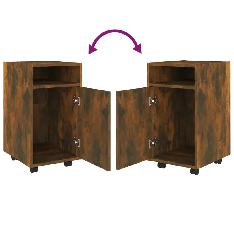 Opbergkast van gerookt eiken bewerkt hout met wieltjes - Opbergkasten & lockerkasten