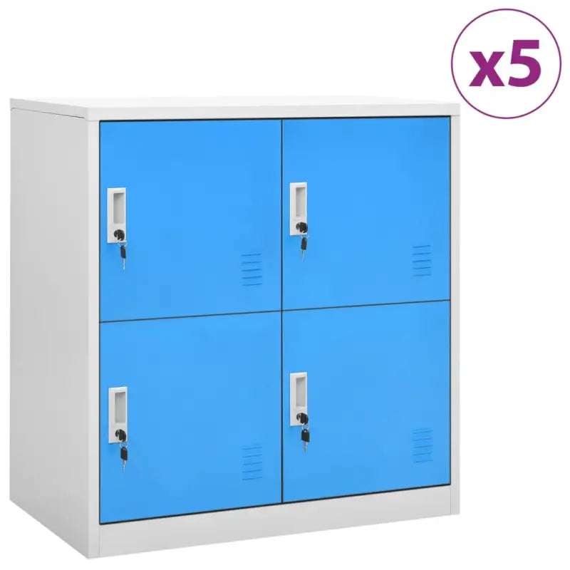 Opbergkast voor verschillende spullen met modern en duurzaam design - Lichtgrijs en blauw / 5 / Met 4 lockers