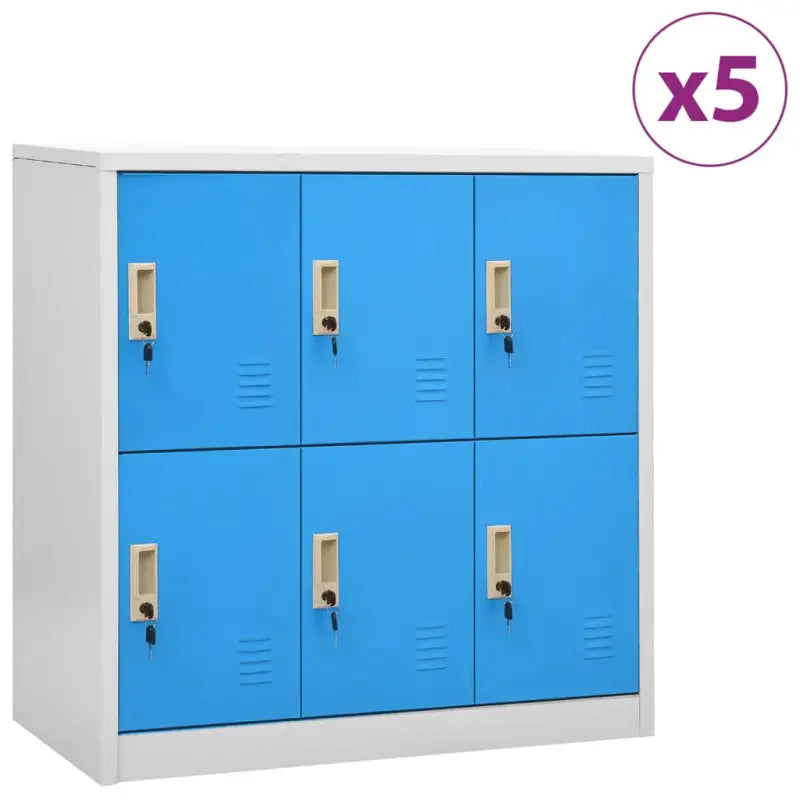 Opbergkast voor verschillende spullen met modern en duurzaam design - Lichtgrijs en blauw / 5 / Met 6 lockers