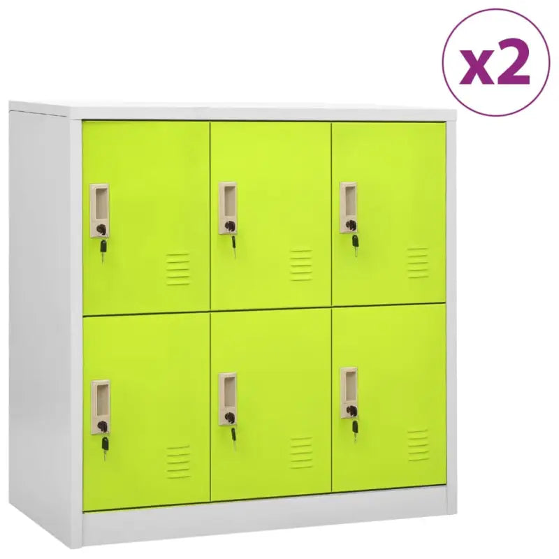 Opbergkast voor verschillende spullen met modern en duurzaam design - Lichtgrijs en groen / 2 / Met 6 lockers
