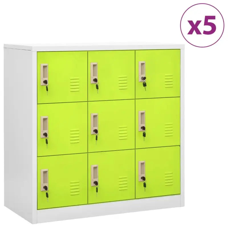 Opbergkast voor verschillende spullen met modern en duurzaam design - Lichtgrijs en groen / 5 / Met 9 lockers