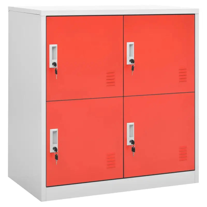 Opbergkast voor verschillende spullen met modern en duurzaam design - Lichtgrijs en rood / 1 / Met 4 lockers