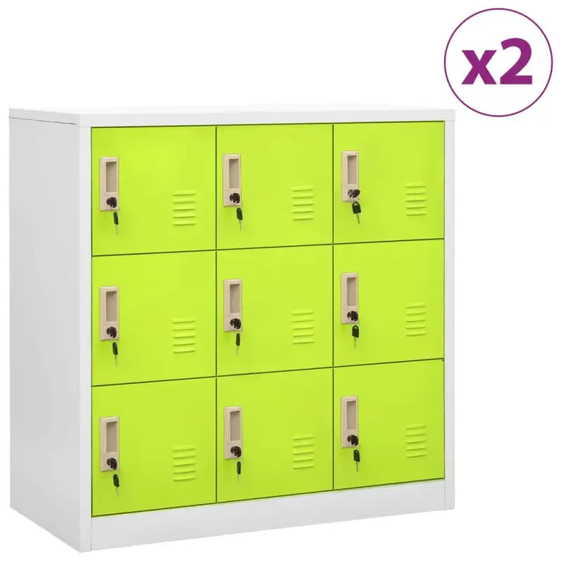 Opbergkast voor verschillende spullen met modern en duurzaam design - Lichtgrijs en groen / 2 / Met 9 lockers