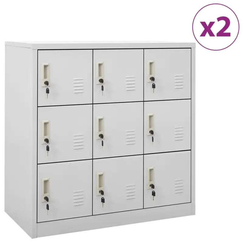 Opbergkast voor verschillende spullen met modern en duurzaam design - Lichtgrijs / 2 / Met 9 lockers - Opbergkasten &