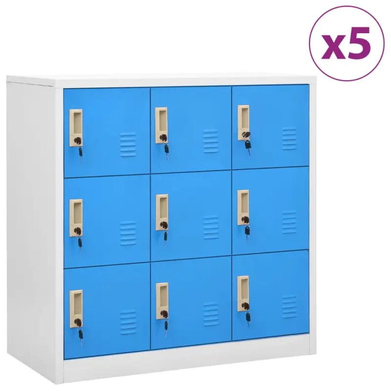 Opbergkast voor verschillende spullen met modern en duurzaam design - Lichtgrijs en blauw / 5 / Met 9 lockers