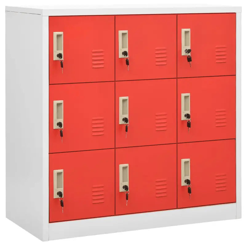 Opbergkast voor verschillende spullen met modern en duurzaam design - Lichtgrijs en rood / 1 / Met 9 lockers