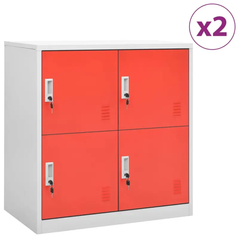 Opbergkast voor verschillende spullen met modern en duurzaam design - Lichtgrijs en rood / 2 / Met 4 lockers